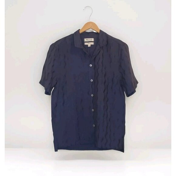 Madewell Other - Madewell Boxy Short-Sleeve Shirt in Jacquard Men Size XS Warm Midnight Blue NWT